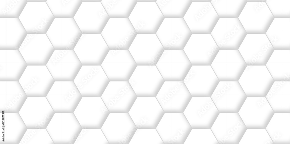 Poster abstract emboss white hexagonal background. luxury white pattern. vector futuristic minimal honeycom