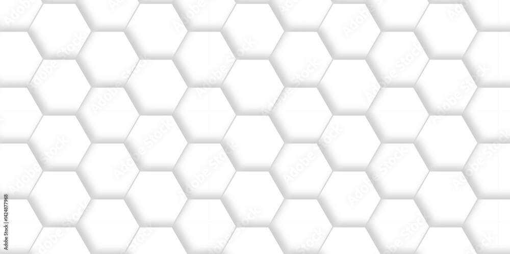 Poster abstract emboss white hexagonal background. luxury white pattern. vector futuristic minimal honeycom