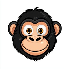 Fototapeta premium Cartoon illustration of a smiling monkey with black fur, yellow eyes, and white teeth