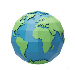 Fototapeta premium 3D Blue and Green Earth Globe World Map Continents Oceans Geography Planet Global View Earth Day