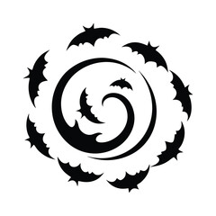 Naklejka premium Bats Forming a Swirl in the Sky Silhouette