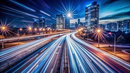 Fototapeta premium Long Exposure Light Trails Cityscape Night Photography