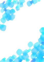 青い紫陽花のような水玉の滲んだ鮮やかな青のフレームイラスト