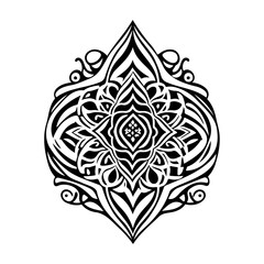 Obraz premium Ornate Black and White Abstract Floral Shape