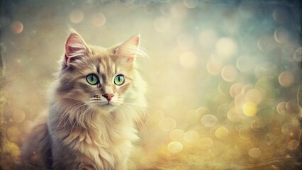 Long Exposure Vintage Cat Illustration: Retro Feline Art, Whimsical Pet Portrait