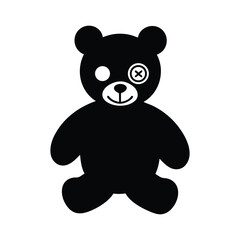Cursed Teddy Bear with Missing Eye Silhouette