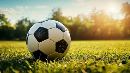Soccer Ball on a Green Field: A Vibrant Summer Sport Image