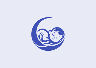 Sleeping baby logo with soft and peaceful design