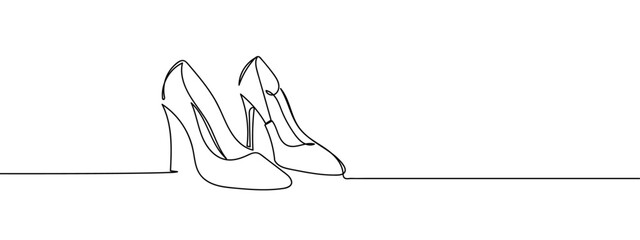 Continuous line, high heels, fashion Simple lines, transparent background, editable strokes.