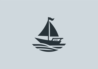 Boat logo with smooth sail and adventure vibe