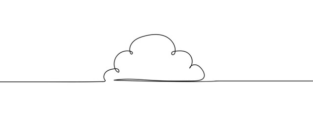 Continuous line, symbol, cloud Simple lines, transparent background, editable strokes.
