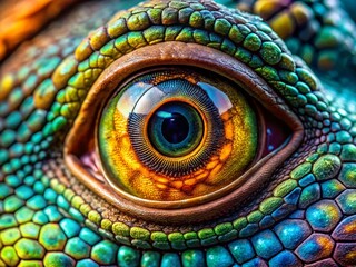 Obraz premium Macro Photography: Vibrant Close-up of a Pejelagarto's Eye