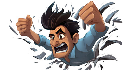 Stressed Cartoon Man Tearing Out Hair Illustration for Graphic Design Projects
