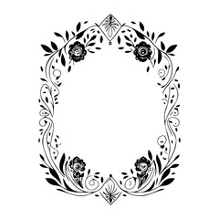 Floral Oval Frame with Ornamental Elements Design
