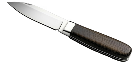 Isolated 3D Illustration Of A Knife With Shiny Steel Blade And Brown Handle