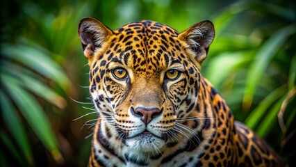 Fototapeta premium Majestic Jaguar Cat Portrait: Close-up Wildlife Photography