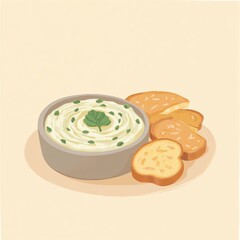 Fototapeta premium Creamy Dip with Toasted Bread