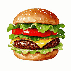 Bunlight hues burger isolated watercolor vector illustration svg 