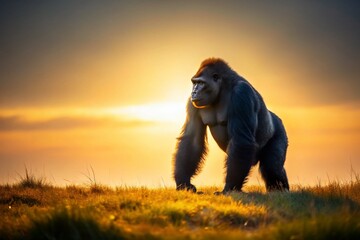 Majestic Silverback Gorilla Minimalist Portrait - Powerful Wildlife Photography