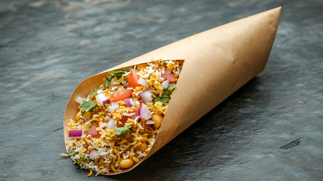 Indian bhel puri street food recipe in paper cone delicious snack mumbai chaat masala sev puri jhalmuri 100