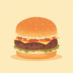 Delicious Juicy Burger Illustration
