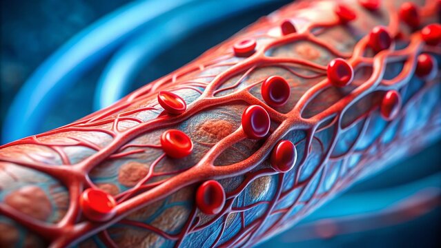 Microscopic View of Blood Clots in Human Arm Veins: Tilt-Shift Photography