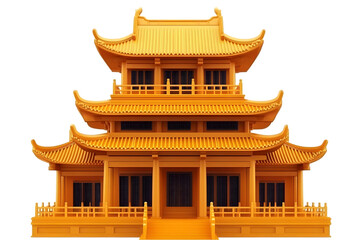 Fototapeta premium Isolated Gold Asian Temple Illustration with Transparent Background