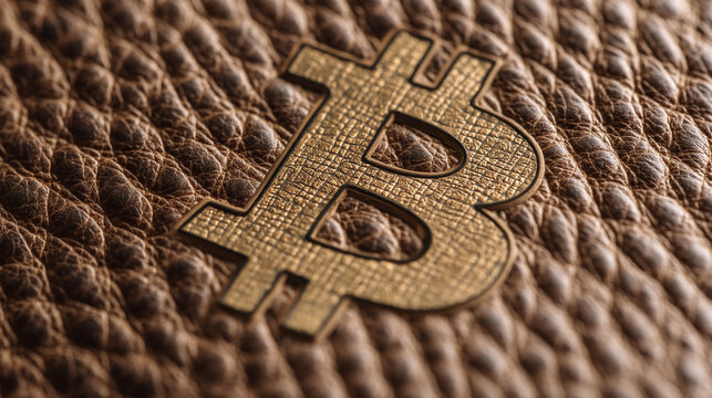 Bitcoin leather texture background cryptocurrency digital currency finance investment technology coin symbol 100