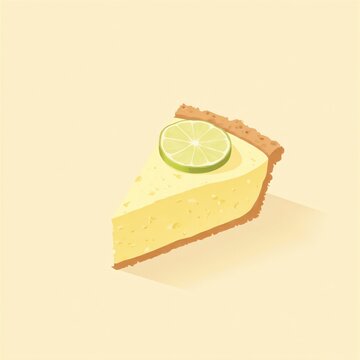 Lime Pie Slice, Isometric Illustration