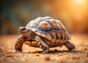 Fototapeta premium Minimalist African Tortoise Portrait: Slow & Steady Wins the Race