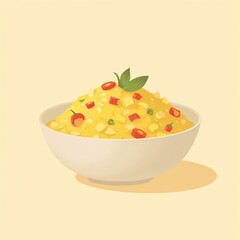 Spicy Yellow Rice Bowl Illustration