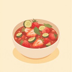 Strawberry Cucumber Gazpacho in Bowl
