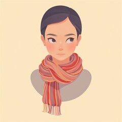 Stylish Girl with Autumn Scarf Illustration