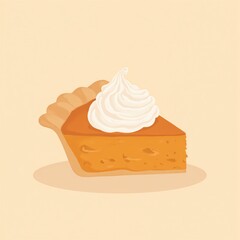 Sweet Pumpkin Pie Slice with Whipped Cream
