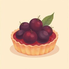 Tart with Purple Berries and Red Glaze