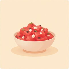 Watermelon and Feta Salad in Bowl