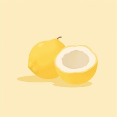 Yellow Fruit, Whole and Half, Illustration