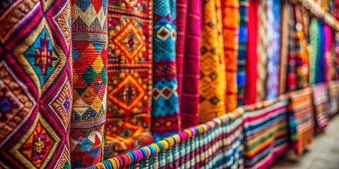 Minimalist La Mola Hippie Market Scene: Colorful Fabrics & Bohemian Vibes