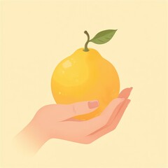 Woman's Hand Holding a Yellow Quince Fruit