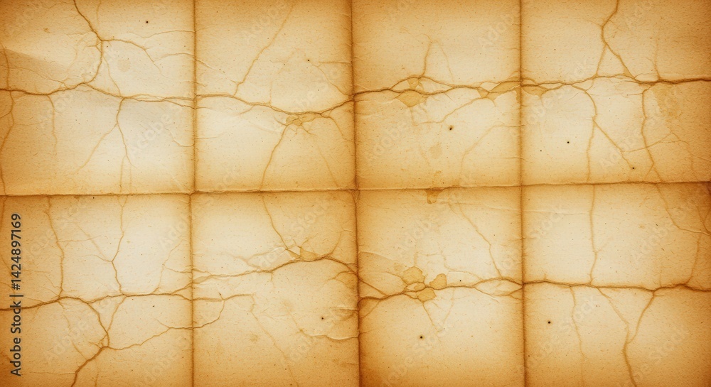 Aufkleber Aged and Folded Paper Texture with Cracks and Stains for Design Use