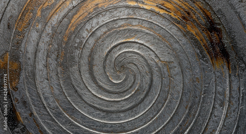 Aufkleber Metallic spiral pattern with golden touches creating a hypnotic backdrop