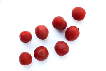Umeboshi, Japanese pickled plums, Sour and salty taste.