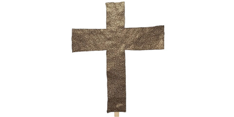 Isolated Illustration of Brown Cross Symbol with Texture on Black Background