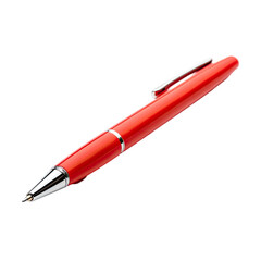 Red ballpoint pen, angled view