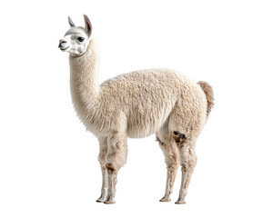 Fototapeta premium White Alpaca Standing with a Transparent Background for Creative Use