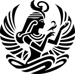 sketch vector illustration silhouette design icon logo symbol mascot god goddess mythology classic vintage beauty queen ancient egypt desert  