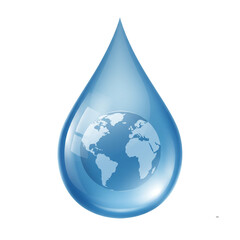 Obraz premium 3D Water Drop with Earth Reflection Hydration Environment Fresh Water Resource Liquid Planet Conservation Purity
