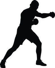 Boxing player silhouette isolated on white background