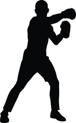Boxing player silhouette isolated on white background