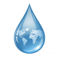Fototapeta premium 3D Water Droplet Reflecting Earth Hydration Environment Clean Water Resource Liquid Planet Preservation Freshness